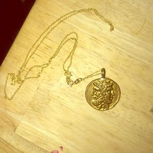 Janus lucky coin  14k Gold Plated Necklace
